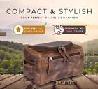 Genuine Buffalo Leather Toiletry Bag Travel Dopp Kit Shaving Case For Men Women