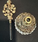 Vintage Matson Gold Rose Ormolu Hollywood Regency Perfume Bottle Intact Dauber