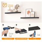 2-pack Floating Wall Shelves Black 24x8x1 5  Invisible Brackets  Modern Storage