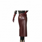 Burgundy Lambskin Women s Genuine Leather Skirt Outfit Long Leather Women Skirt