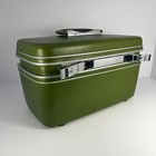 Vintage Samsonite Silhouette Train Case Avocado Green Hard Shell Makeup Bag