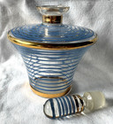 Vintage 50 s Czechoslovakia Striped Glass Perfume Bottle   Stopper