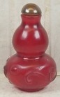 Vintage Cameo Carved Glass Snuff Bottle Red Dragon Carving 2 85  