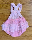 Vintage Mayfair Baby Girl Bubble Romper Newborn Pink Ruffle Bottom Sleeveless