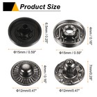 30 Set Press-stud Cap Button 15mm Metal Snap Fastener For Leathers  Drak Black
