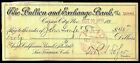 1893 Carson City Nevada Bullion   Exchange Bank Cashed Check 