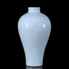 A Pair Chinese White Glaze Porcelain Carved Exquisite Dragon Pattern Vase