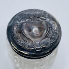 Antique Sterling Silver Lid Small Lead Crystal Glass Bureau Jar 1850s 1 3 4   