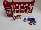 Breyer Farms Home At The Red Barn Playset-horse  3 Barrels   Trough