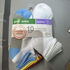 Wonder Nation Socks Girls Size M Assorted10-pack Ankle Contrast Sole     --ch7--