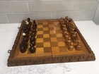 Vintage Yugoslavia Carved Wood Chess Set And Travel Case
