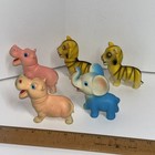Vintage Squeaky Toy Rubber Figure Lot Of 5 Elephant Tigers Hippos Japan