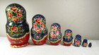 Vintage Hand Painted Floral   Gold Russian 7 Piece 7-1 2    Nesting Dolls Signed