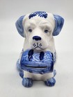 Vintage Delft Blue St  Bernard Coin Bank Hand Painted From Holland 5  Tall