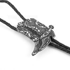 Cowboy Boots Bolo Tie 36 In Braided Cord Silver Tone Diamond Cuts Made In Usa