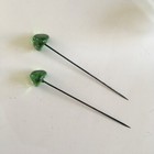 Antique Green Glass Hat Pins  3 25    L  Stunning