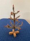 Antique German Miniature Christmas Tree  Candles  Berries  Mercury Glass Balls