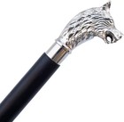 Vintage Silver Brass Wolf Head Handle Victorian Wooden Walking Stick Shaft Cane