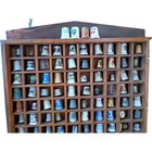 Vtg Wooden Thimble Case Trinket Wall 100 Cubbies 81 Thimbles