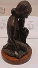 Antique Bronze Sculpture Girl W  Tambourine Renaissance Revival 7lb Beautiful 