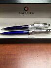 Sheaffer 100 Brushed Chrome blue Enamel Ballpoint Pen 0 7mm Pencil Set