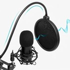  Studio Condenser Usb Microphone Computer Pc Microphone Kit With Black 