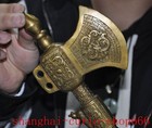 10 8 china Ancient Dynasty Bronze Fengshui Wealth Dragon Loong Weapon Axe Statue
