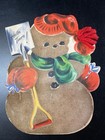 Hallmark 1946 Snowman Card Flocked Yarn Stand Up Hall Brothers Vintage