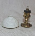 Dollhouse Miniature Vintage Brass Electric Lamp W ceramic Shade 1 12 Scale 