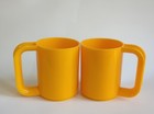 Rare Pair Set Of 2 Retro 1970s Sterilite Vintage Stacking Plastic Yellow Mug Cup