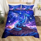 Dragon Duvet Cover Set Size blue Purple Magical Dragon King Blue Dragon