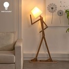 Hroome Cool Decorative Tall Floor Lamp Wood Swing Arm Standing Corner Reading