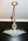 Antique Frosted Glass Sunflower Shade Ceiling Light Fixture Chandelier Original