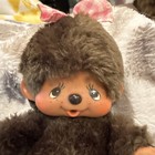 Vintage 1974 Monchhichi Mychhichi 6  Plush Doll W rubber Face feet   Hands Bow