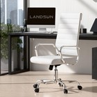 Home Office Chair Ribbed Leather High Back Executive Swivel Computer Desk Chairs