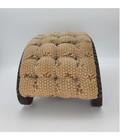 Antique Arched Wood Upholstered Tuft Durable Fabric Footstool Nail Head Detail