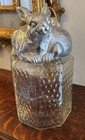 Arthur Court Medium Aluminum Bunny Rabbit Dimpled Glass Canister 11 5   tall 4 Qt