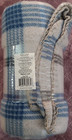 Mainstays Fleece Throw Blanket Blue   Gray Plaid Lightweight 50  X 60  New