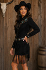 Handmade Suede Fringe Powwow   Western Maxi Dress   Beaded Tassel Cowgirl Regali