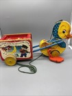 Fischer Price Antique Duck Chick Wooden Pull Toy With Bell Sound Vintage 50s 60s