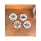 Vintage Lucite Floral Wall Art Set Of 4 Straw Flower Bubble Frames 40s Colorful