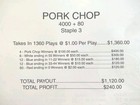 Pork Chop - Single Game  Pull Tabs- Jar Tickets