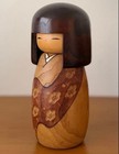 Okamoto Usaburo Kokeshi Doll Floral Pattern   21cm 575g 8inch Japanese Sosaku Wood