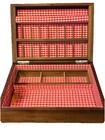 Vintage Brazilian Wooden Sewing Box Hand Painted Floral Gingham Lined Organizer