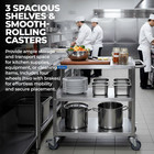 Nsf Commercial Stainless Steel 3-shelf Cart   Work Table For Restaurant