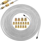 Brake Line Tubing Kit - Flexible Double Galvanized Steel 25 Ft  3 16 16 Fittings