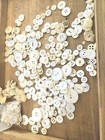 Vintage Antique Mother Of Pearl Shell Button Lot Mixed Shank Hole Carved Etched