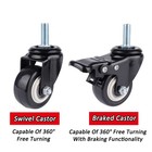 Pu Polyurethane Caster Table Chair Furniture Caster Swivel Castor braked Castor