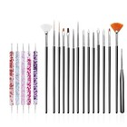 Fulinjoy 20pcs Nail Art Design Tools - 15pcs Nail Art Painting Brushes  black 