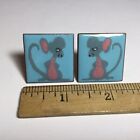 Awesome Vintage Pair Of Enamel On Copper Mice Or Rat Cufflinks Retro Cool